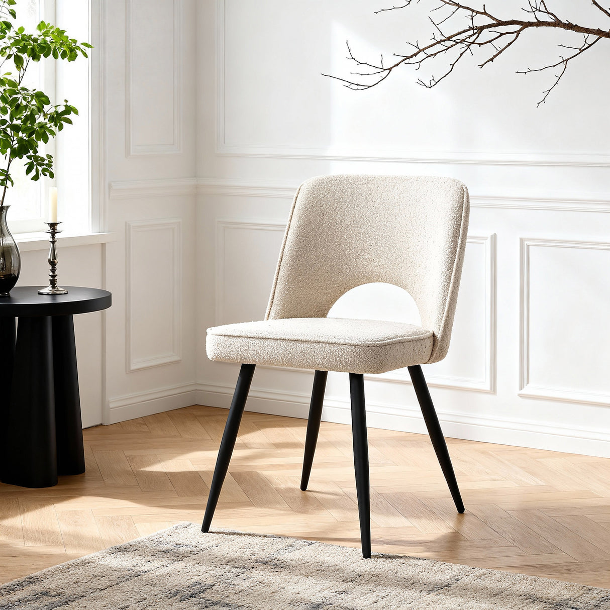 Thetis - x2 Boucle Dining Chairs - Teddy Fabric