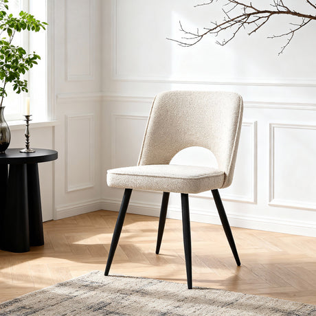 Thetis - x2 Boucle Dining Chairs - Teddy Fabric