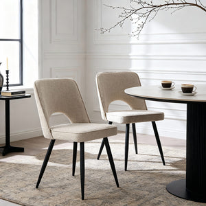 Thetis - x2 Boucle Dining Chairs - Teddy Fabric