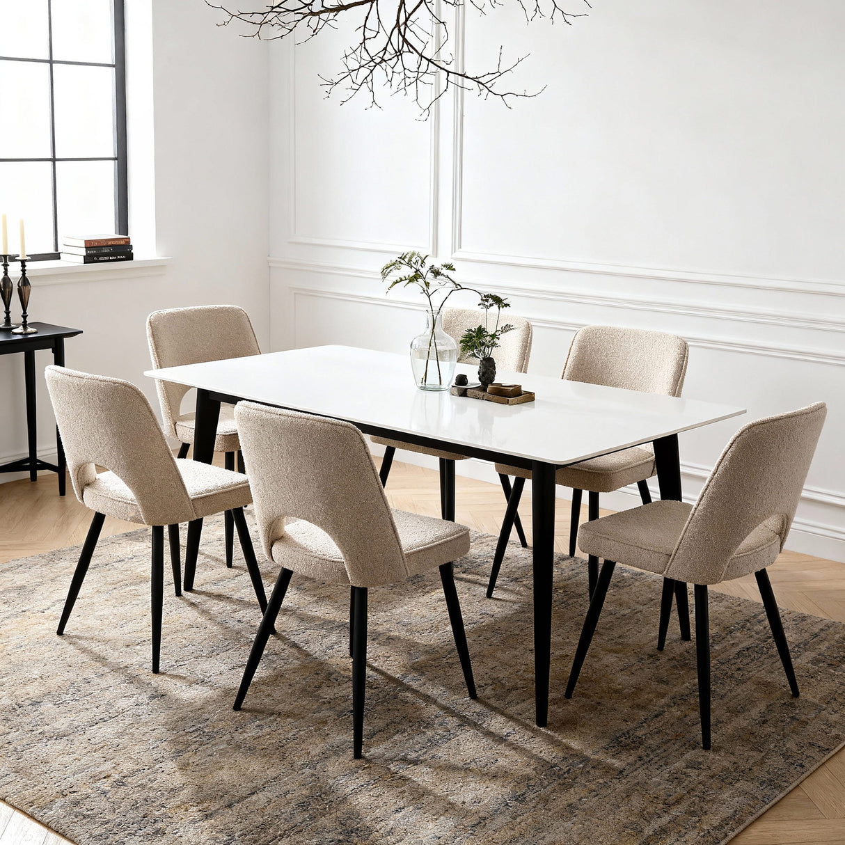 Thetis - x2 Boucle Dining Chairs - Teddy Fabric