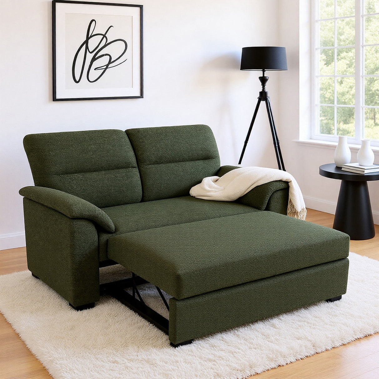 Tivoli - 2 Seater Pull-out Sofa Bed in Luxury Boucle Woven Fabric