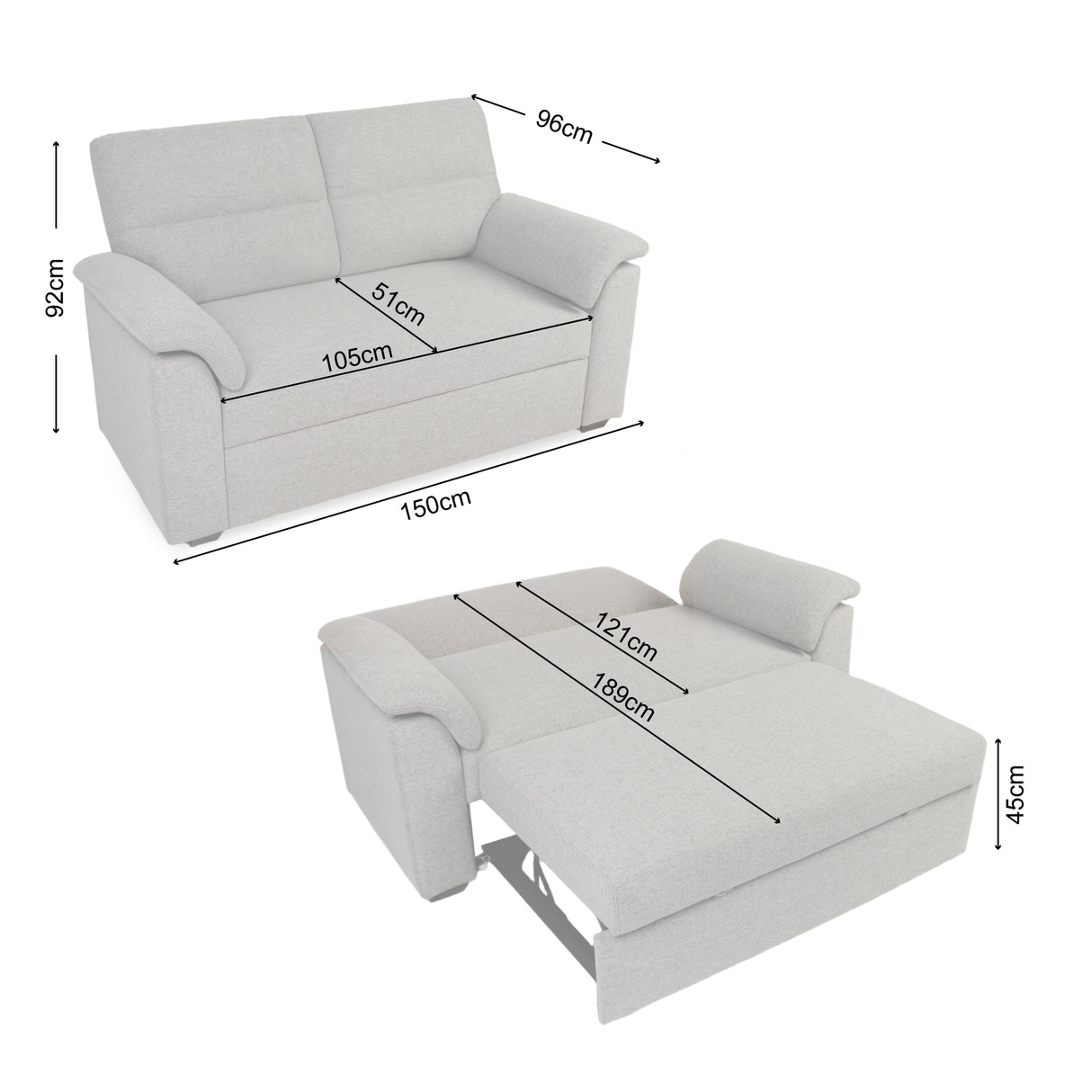 Tivoli - 2 Seater Pull-out Sofa Bed in Soft Woven Fabric