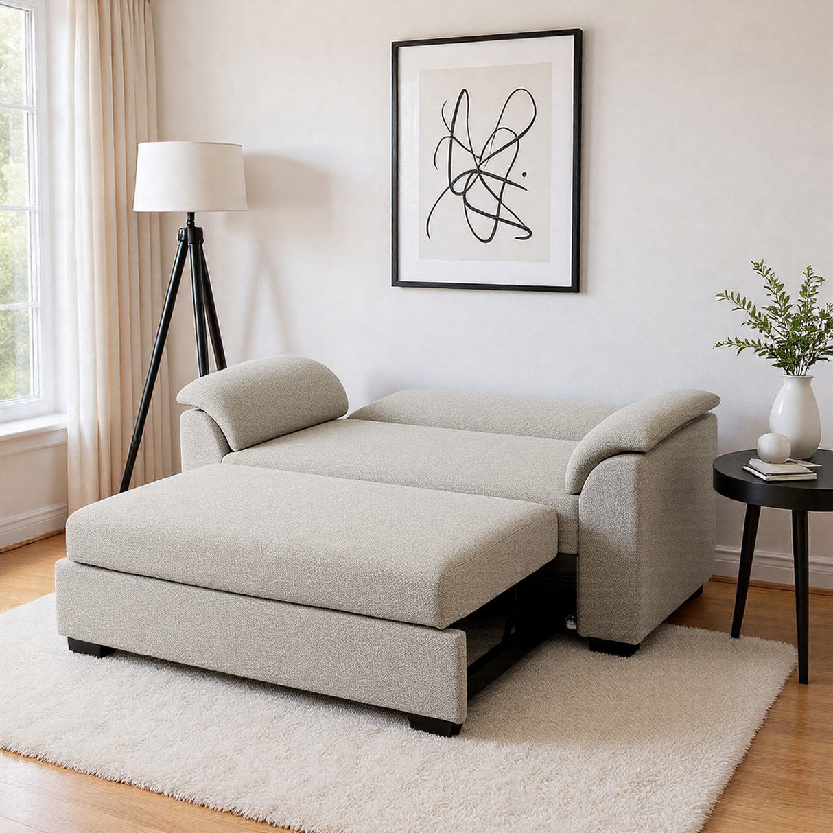 Tivoli - 2 Seater Pull-out Sofa Bed in Luxury Boucle Woven Fabric