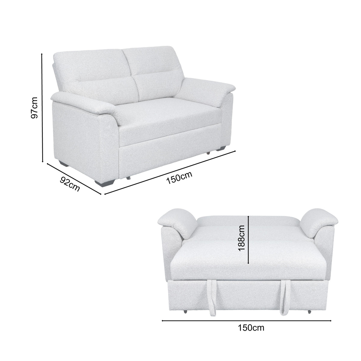 Tivoli 2 Seater Pull Out Sofa Bed Sand