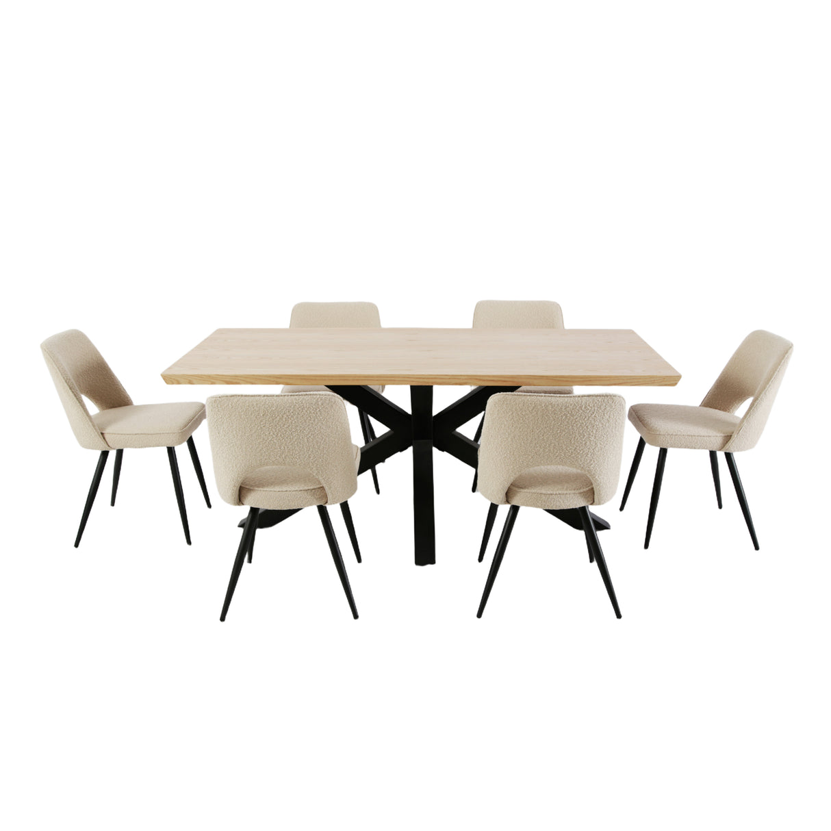 Triton - Oak Effect Rectangular Dining Table – 6 Seater (180 × 95 cm)