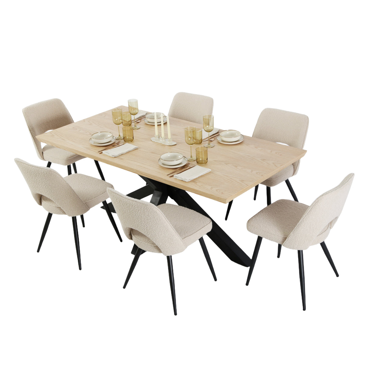 Triton - Oak Effect Rectangular Dining Table – 6 Seater (180 × 95 cm)