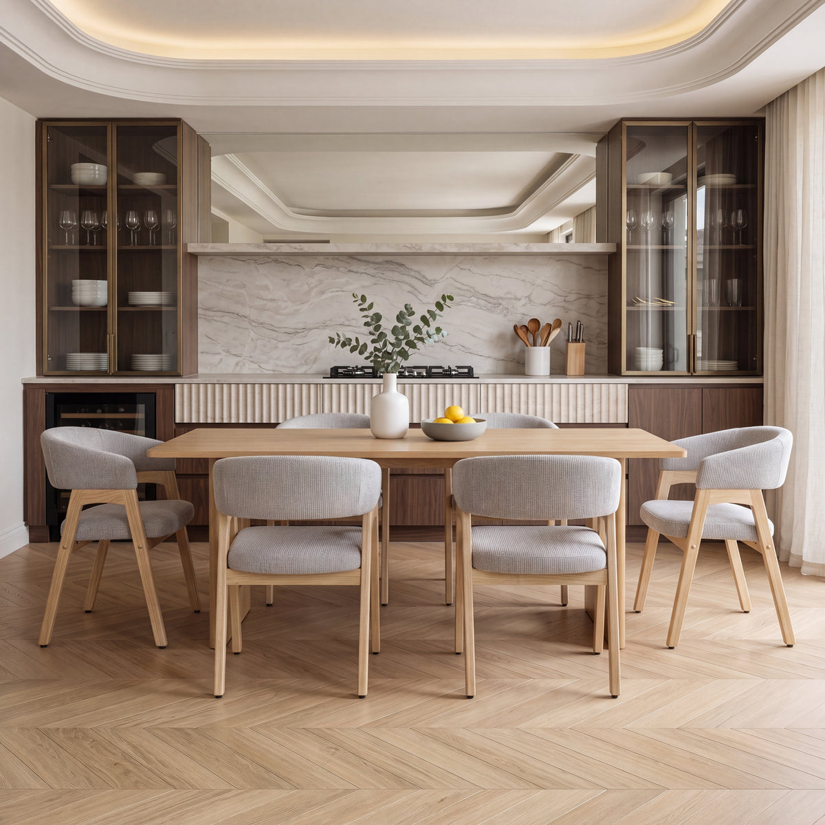 Viola Set of 2 Beige Fabric Dining Chairs