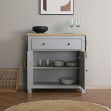 Wiltshire 2-Door Sideboard - Grey with Wooden Top