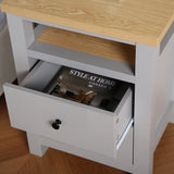 Wiltshire 2-Drawer Bedside Table - Grey with Wooden Top