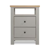 Wiltshire 2-Drawer Bedside Table - Grey with Wooden Top