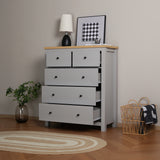 Wiltshire Chest of 5 Drawers - Grey with Wooden Top