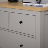 Wiltshire Chest of 5 Drawers - Grey with Wooden Top