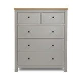 Wiltshire Chest of 5 Drawers - Grey with Wooden Top