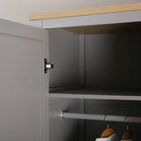 Wiltshire - Double Wardrobe - Grey with Wood-effect Top