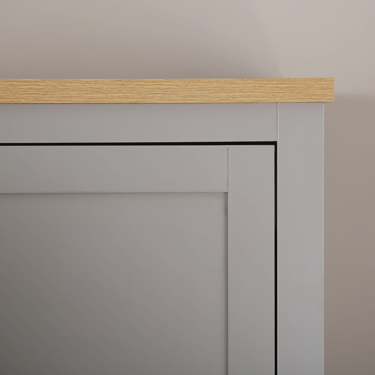 Wiltshire - Double Wardrobe - Grey with Wood-effect Top