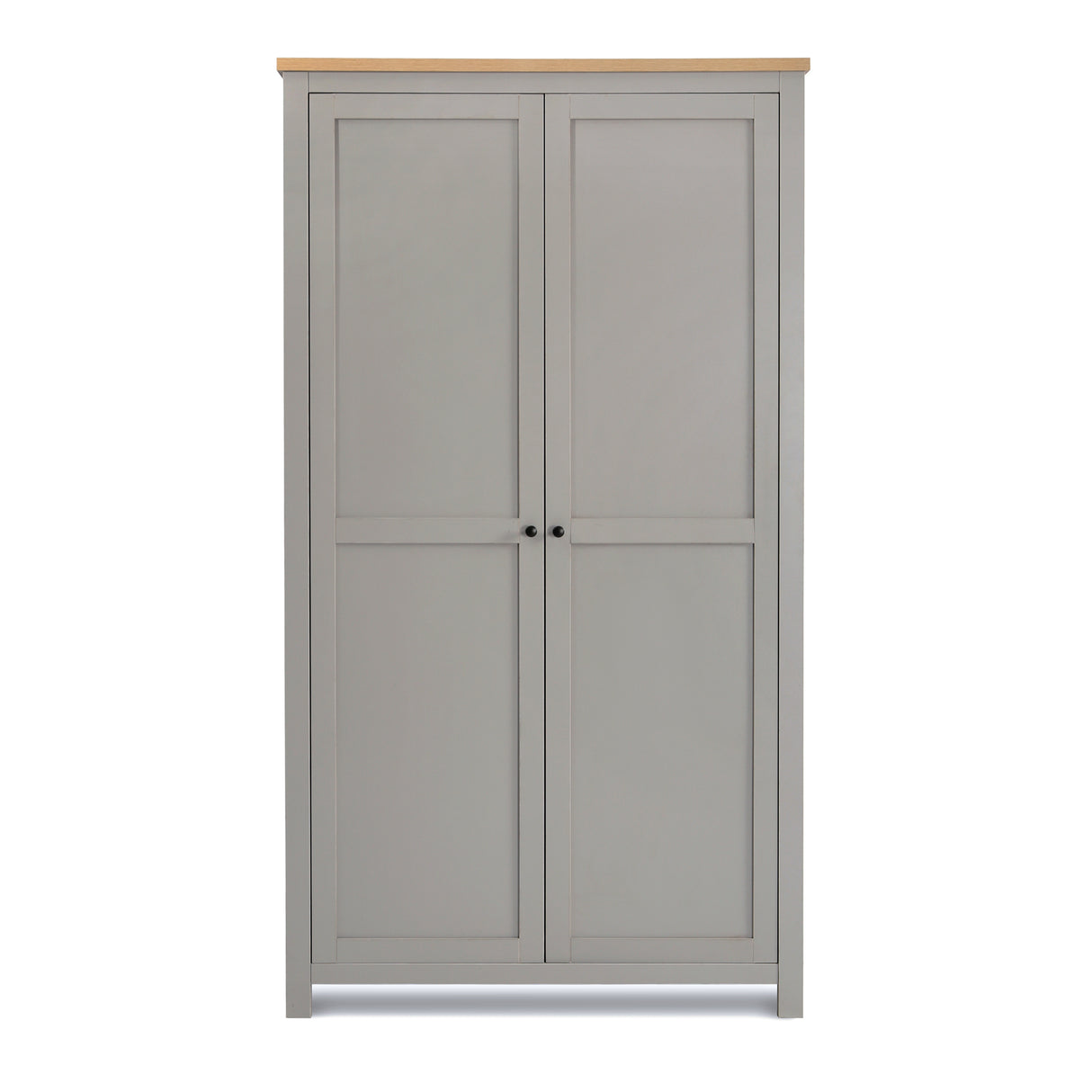 Wiltshire - Double Wardrobe - Grey with Wood-effect Top