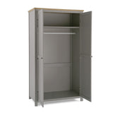 Wiltshire - Double Wardrobe - Grey with Wood-effect Top