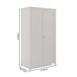 Wiltshire - Double Wardrobe - Grey with Wood-effect Top