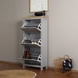 Wiltshire - Shoe Cabinet Storage - Grey with Wood-effect Top