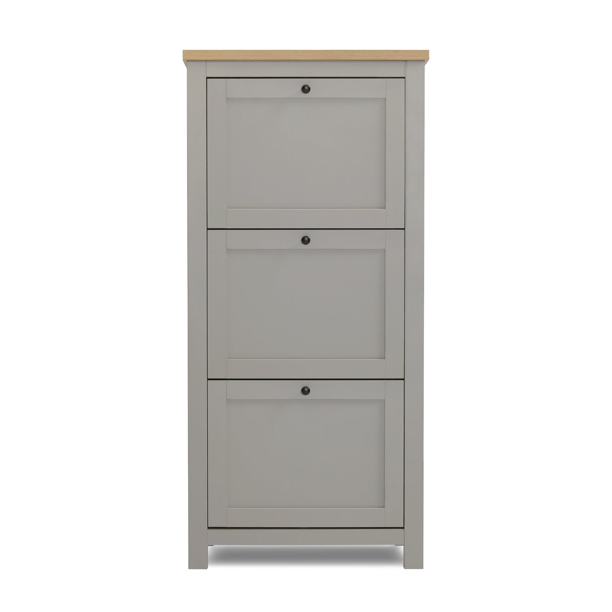 Wiltshire - Shoe Cabinet Storage - Grey with Wood-effect Top