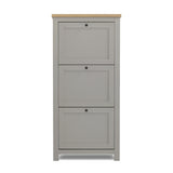 Wiltshire - Shoe Cabinet Storage - Grey with Wood-effect Top