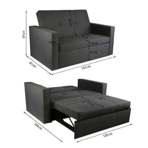 Troy - Pull Out Sofa Bed - Double Sofa Bed - 2 Seater