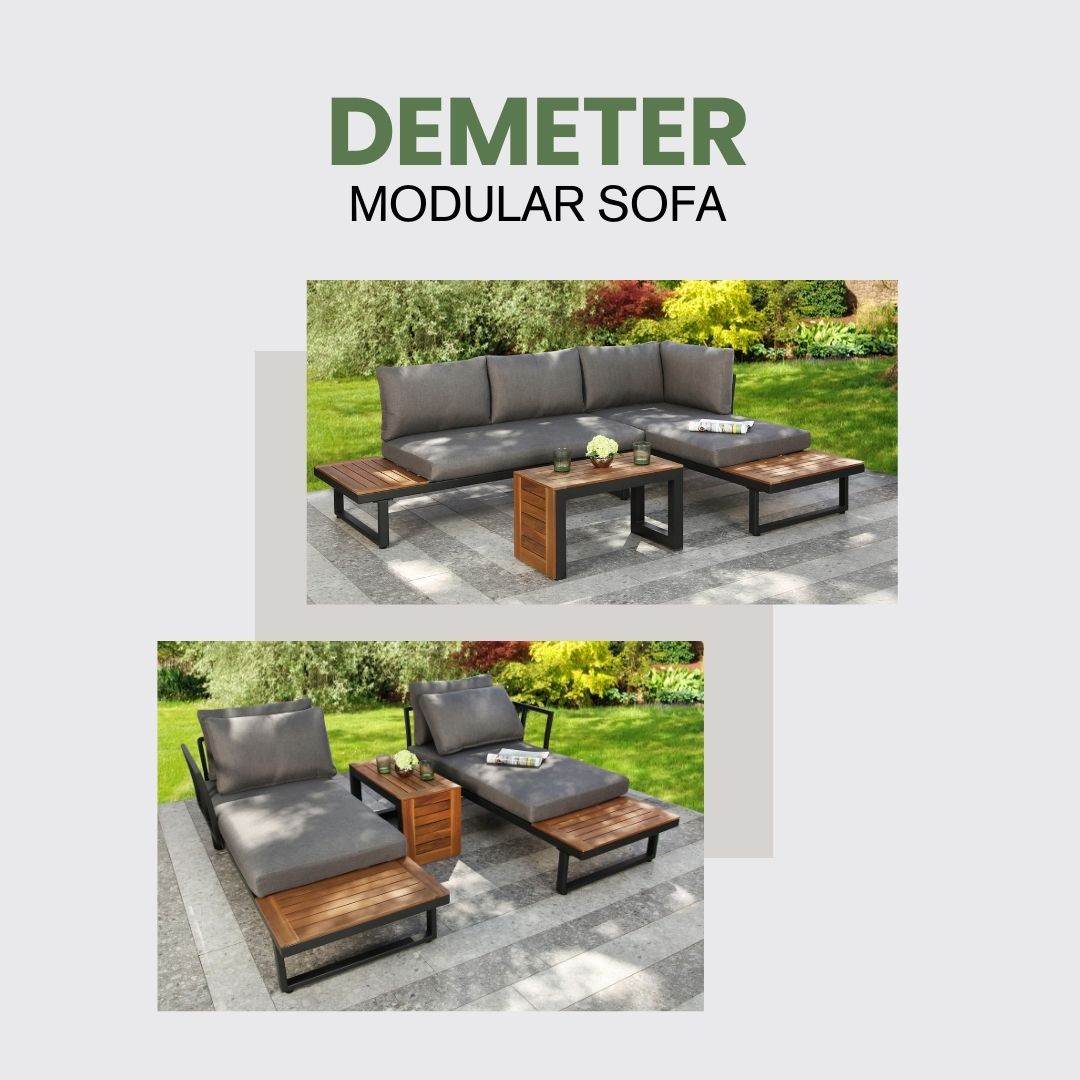 Demeter - Garden Modular Corner Sofa - Convertible into x2 Sun Loungers