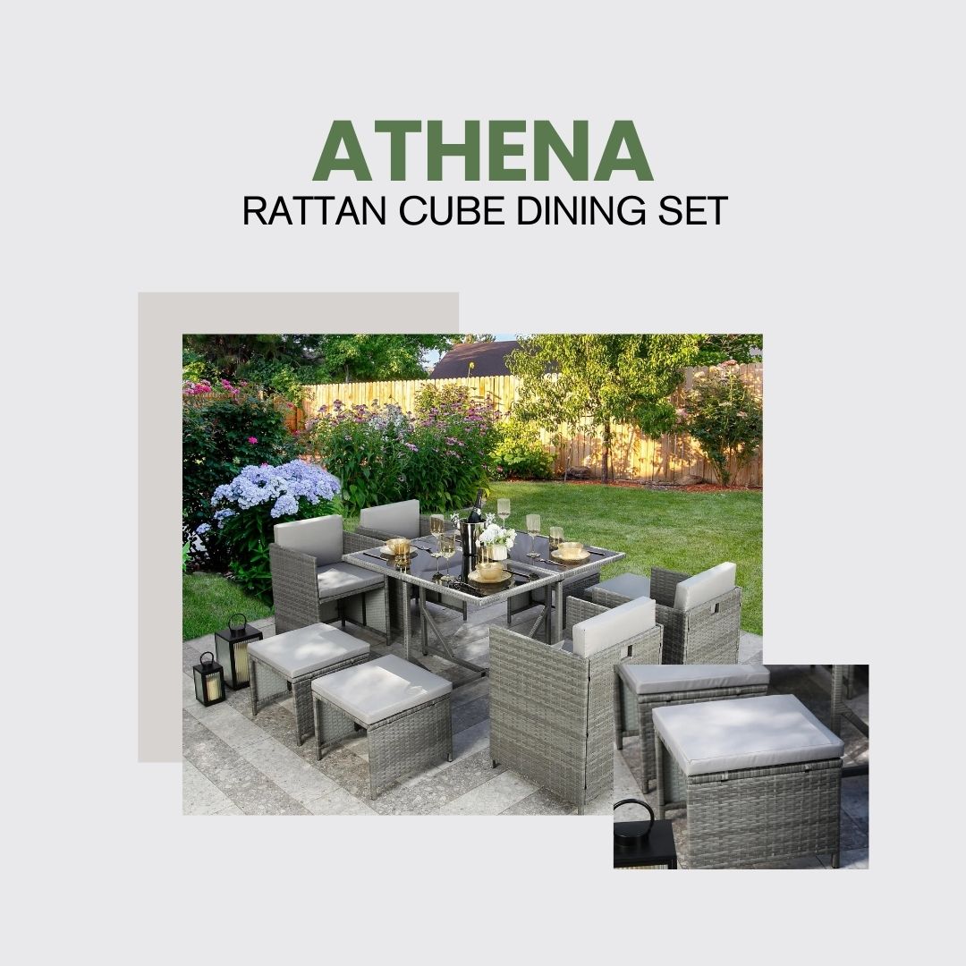 Athena - Grey Rattan Cube Dining Set - 8 & 10 Seats – Home Garden Direct