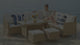 Thalia Rattan Garden Corner 8 Seater Outdoor Dining Sofa Set with Glass Table - Natural