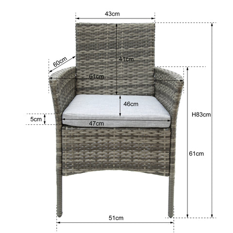 Judas 2-Seater Garden Bistro Set for Patio in Rattan