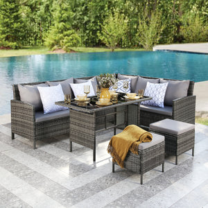 Thalia Corner Sofa Set - Glass Top with Extra Cushions