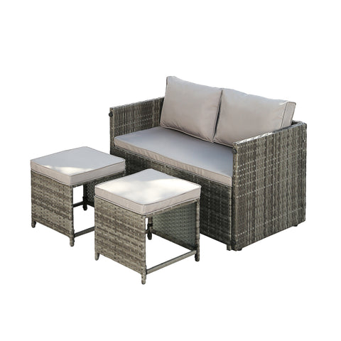 Alena 2-seater Garden Rattan Sofa Set - Convertible into 4-seater