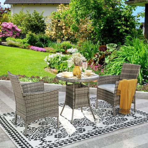 Judas 2-Seater Garden Bistro Set for Patio in Rattan