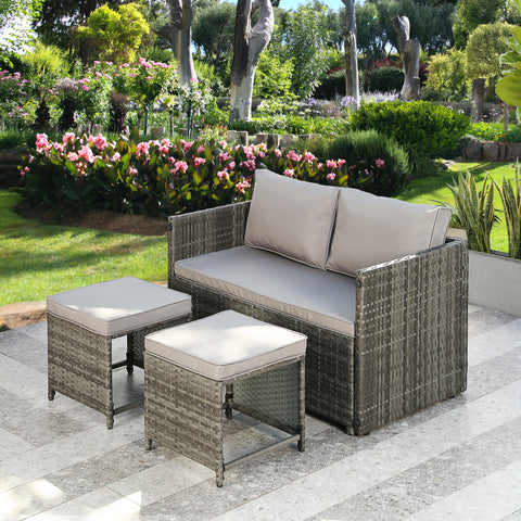 Alena 2-seater Garden Rattan Sofa Set - Convertible into 4-seater