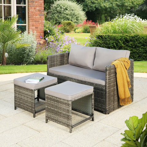 Alena 2-seater Garden Rattan Sofa Set - Convertible into 4-seater