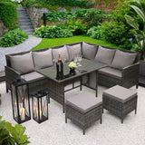 Thalia - Rattan Corner Sofa Set - 8 Seats