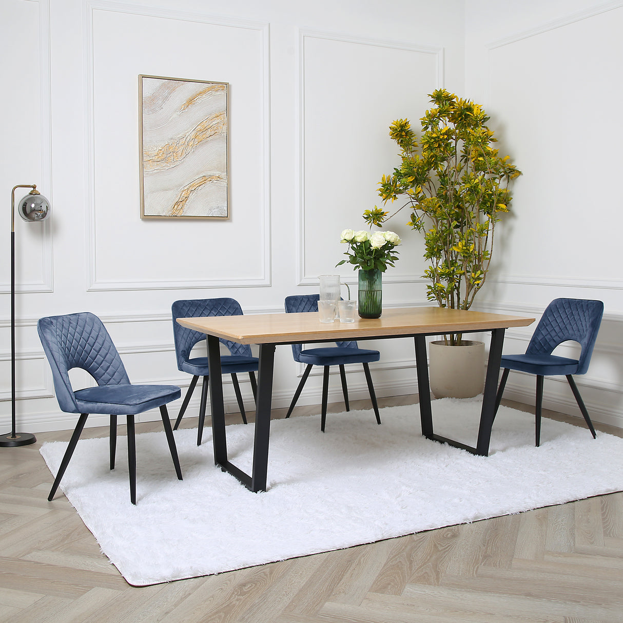 ATLAS - Modern Dining Table - 160x90cm - Oak Veneer 