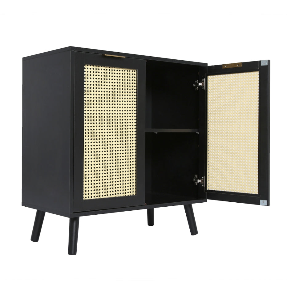 Craven - 2-door Sideboard with Cane Front - Black