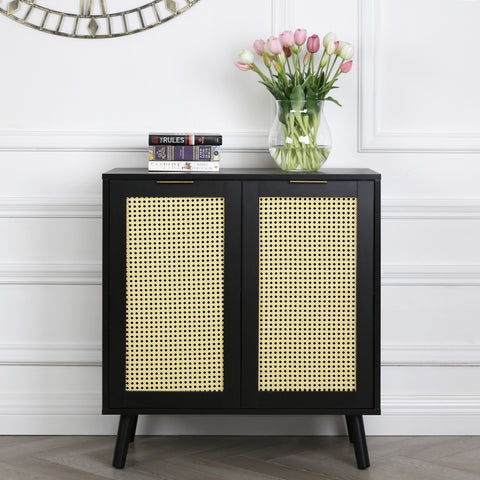 Craven - 2-door Sideboard with Cane Front - Black