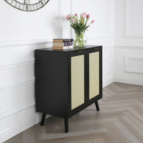 Craven - 2-door Sideboard with Cane Front - Black