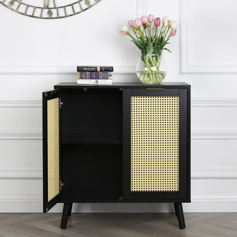 Craven - 2-door Sideboard with Cane Front - Black