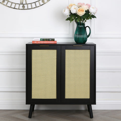 Craven - 2-door Sideboard with Cane Front - Black