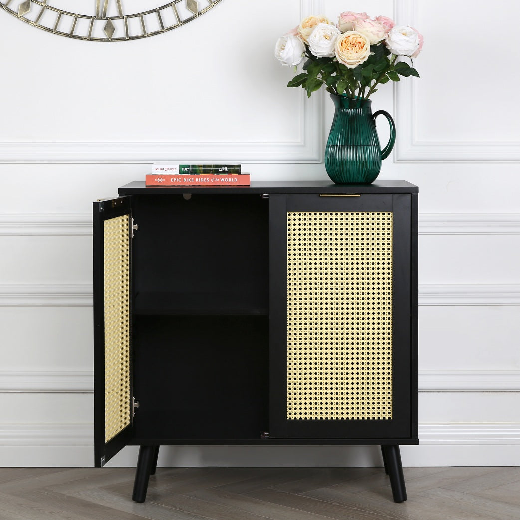 Craven - 2-door Sideboard with Cane Front - Black