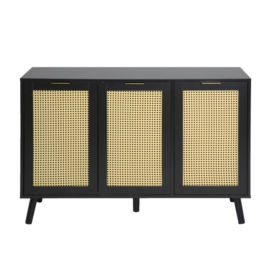 Craven - 3-door Sideboard with Cane Front - Black