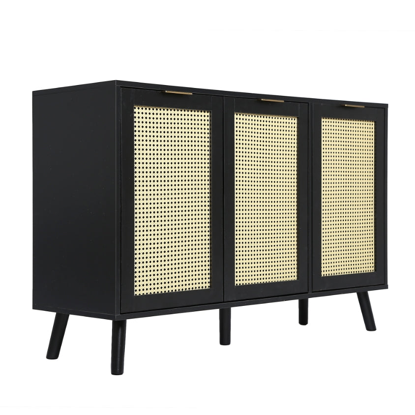 Craven - 3-door Sideboard with Cane Front - Black