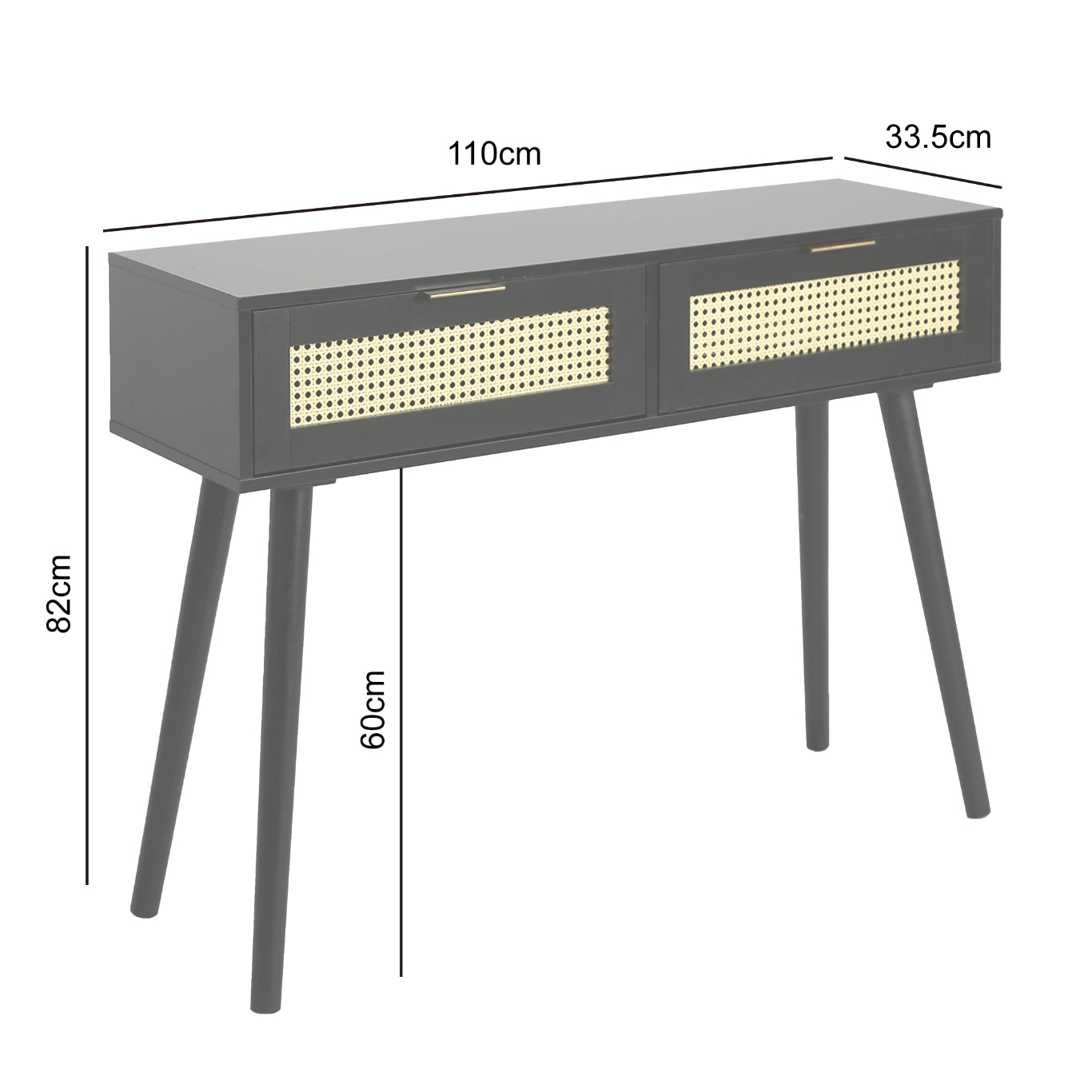 Craven - Console table with Cane Front - Black