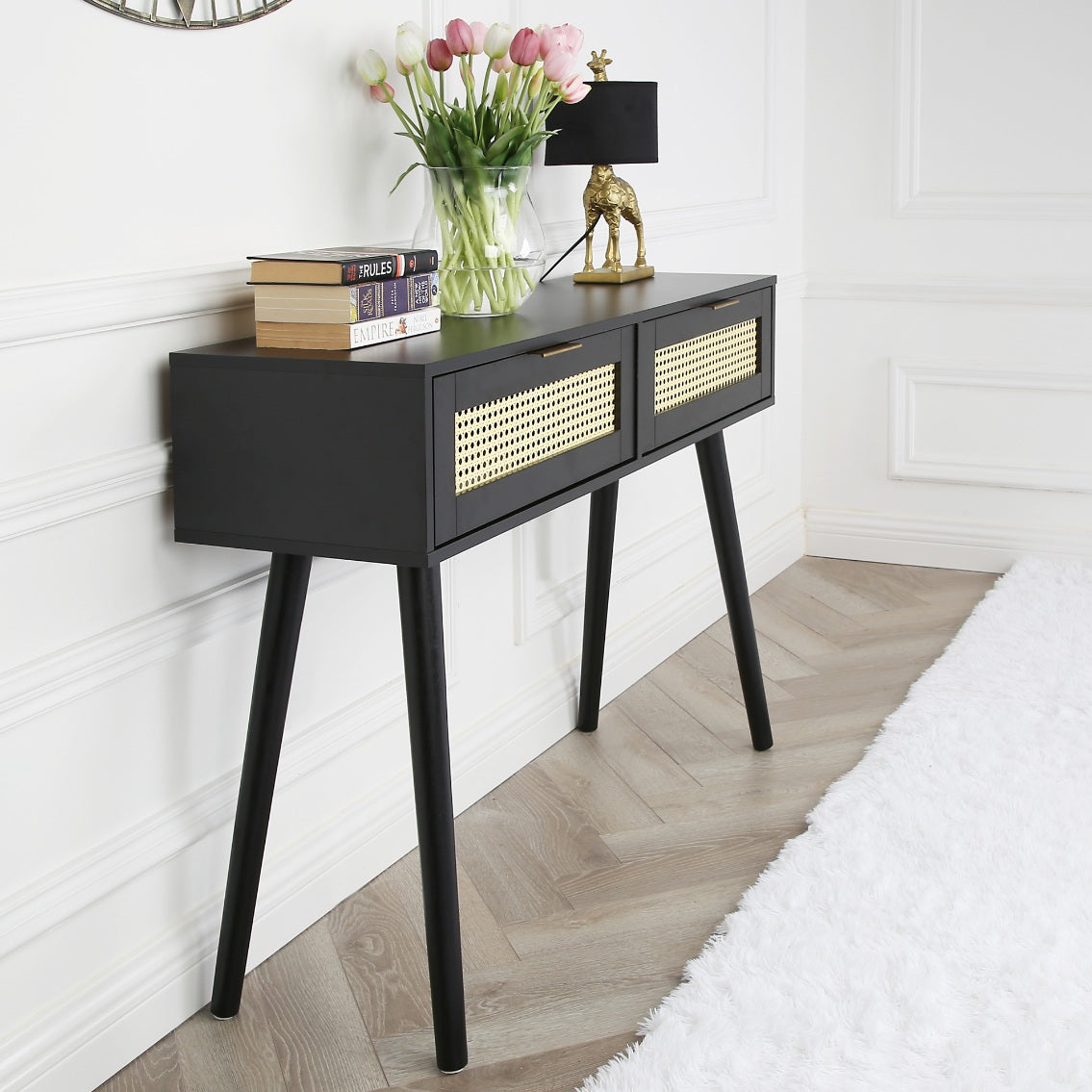 Craven - Console table with Cane Front - Black