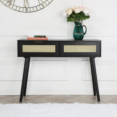 Craven - Console table with Cane Front - Black