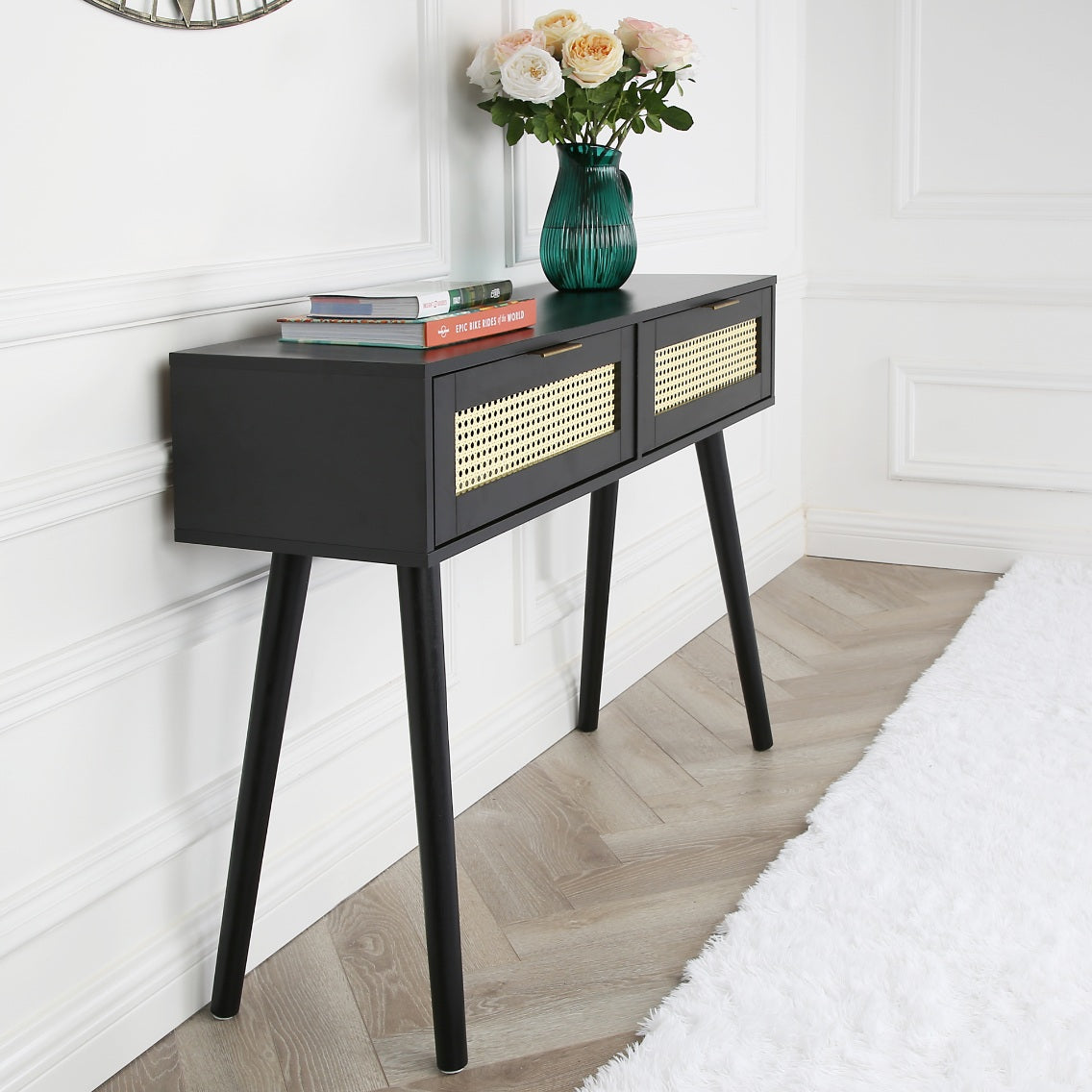 Craven - Console table with Cane Front - Black