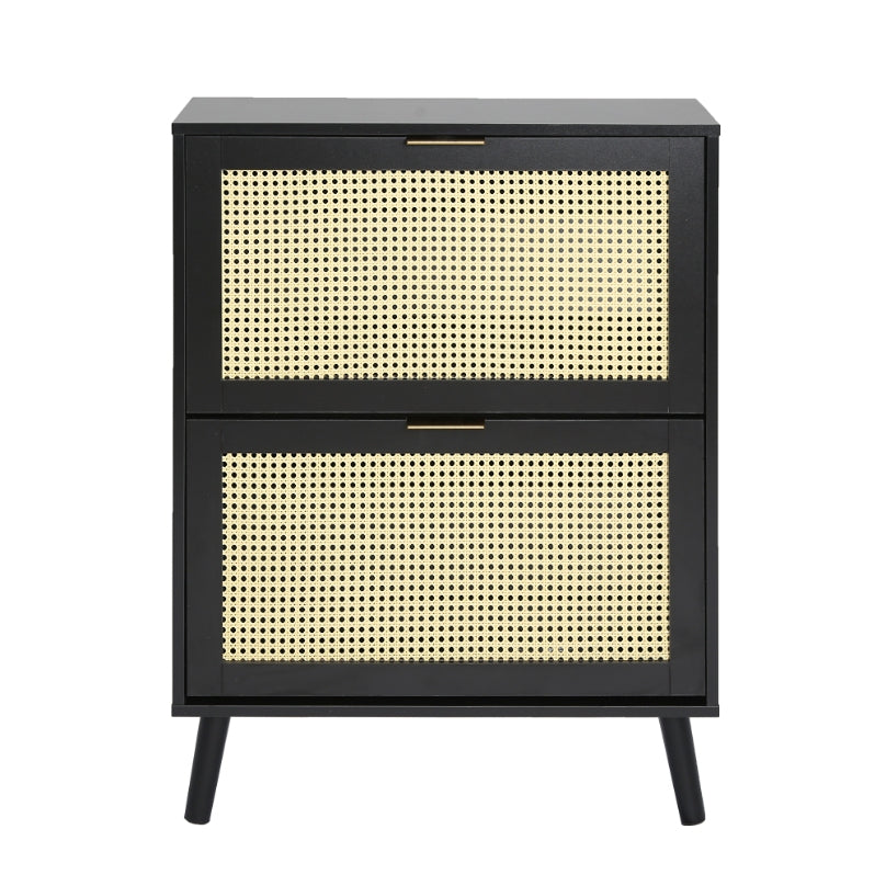 Craven - Shoe cabinet with Cane Front - Black